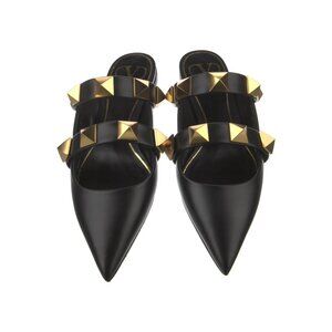 Valentino Garavani Black Leather Studded Mule